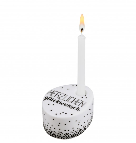 räder Wunschkerze "Herzlichen Glückwunsch" - Kerzenständer aus Porzellan