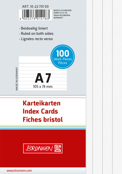 Karteikarten DIN A7 100 Stk.