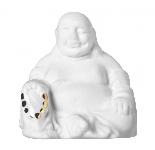 räder Glückskästchen Relax Buddha aus Porzellan in Holzbox mit Lasergravur