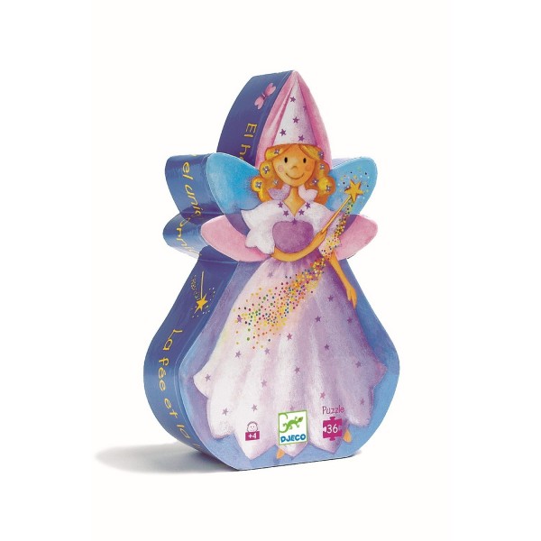 DJECO Silhouetten-Puzzle Fee und Einhorn - 36-teiliges Kinderpuzzle
