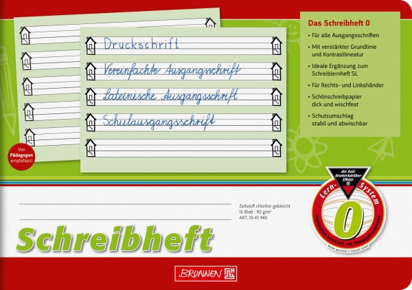 Schreibheft - DIN A5 quer - Lineatur 0