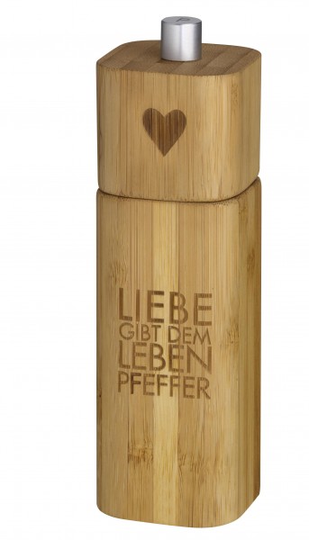räder Pfeffermühle Liebe gibt dem Leben Pfeffer - aus Bambus, mit Lasergravur