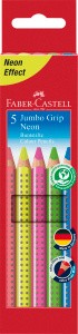 Faber Buntstift Jumbo Grip Neon 5er-Etui