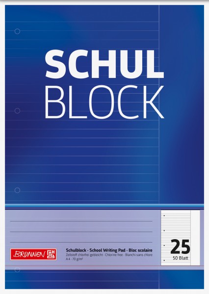 Schulblock DIN A4 Lineatur 25